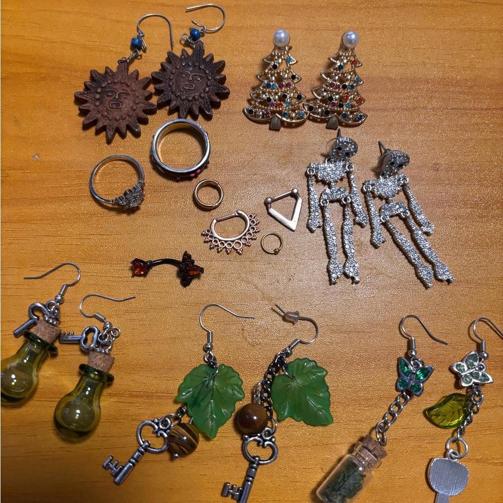 Assorted Women's Earrings,rings, septum - some are handmade